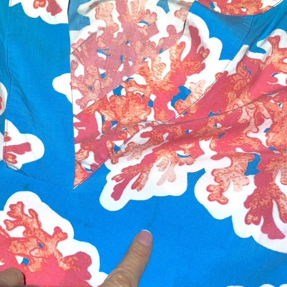 Crown & Ivy Woman Blue & Orange Coral Motif Dress. Plus Size XXL or 1X - Picture 9 of 12